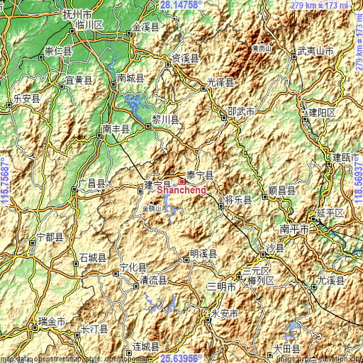 Topographic map of Shancheng