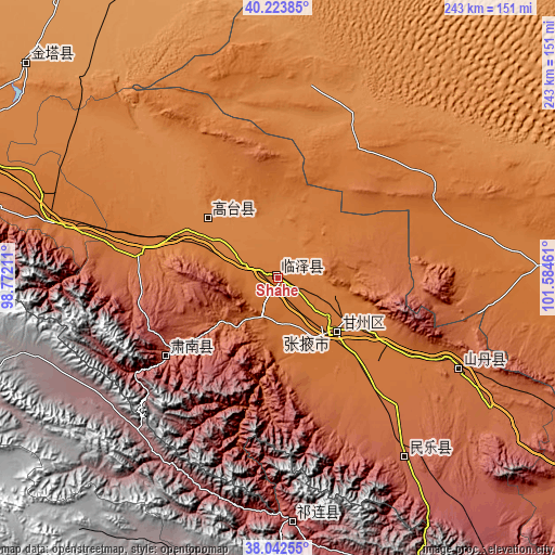 Topographic map of Shahe