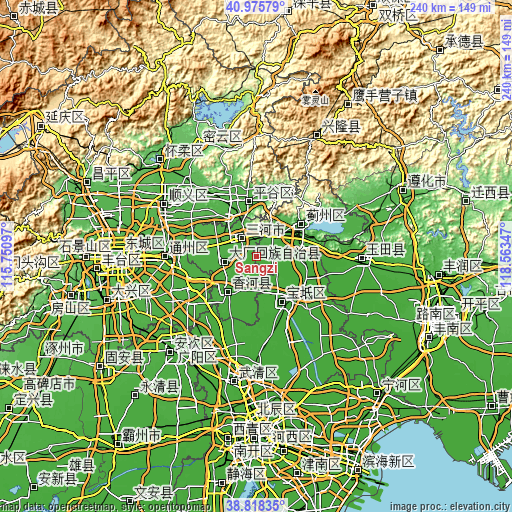 Topographic map of Sangzi