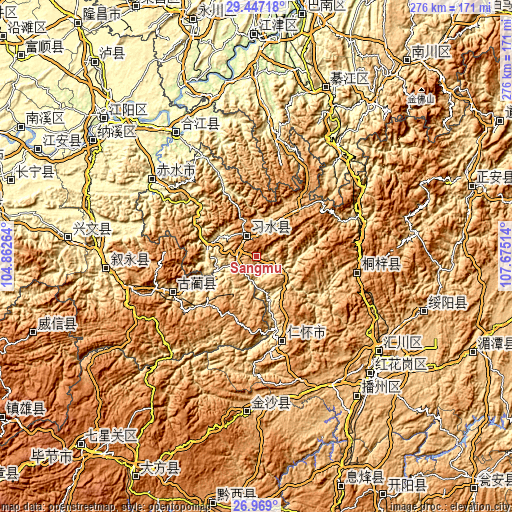 Topographic map of Sangmu