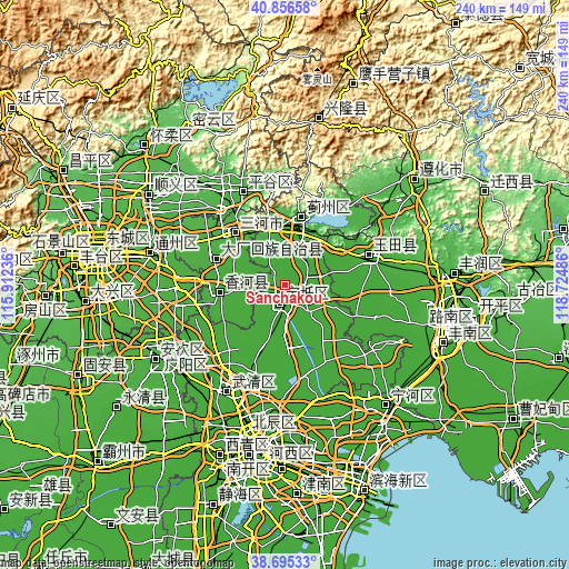 Topographic map of Sanchakou