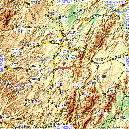 Topographic map of Ruoshui