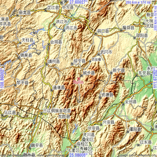 Topographic map of Rulin