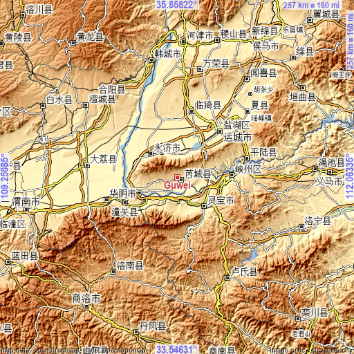 Topographic map of Guwei