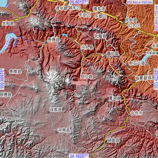 Topographic map of Rongwo
