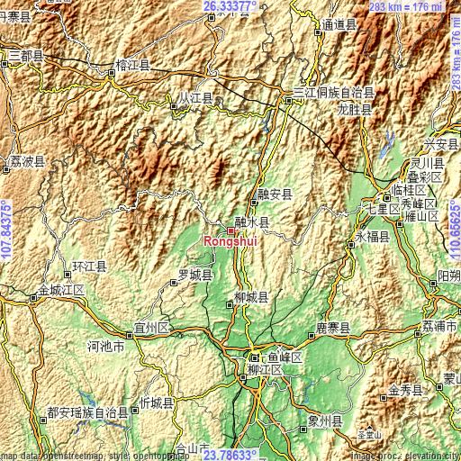 Topographic map of Rongshui