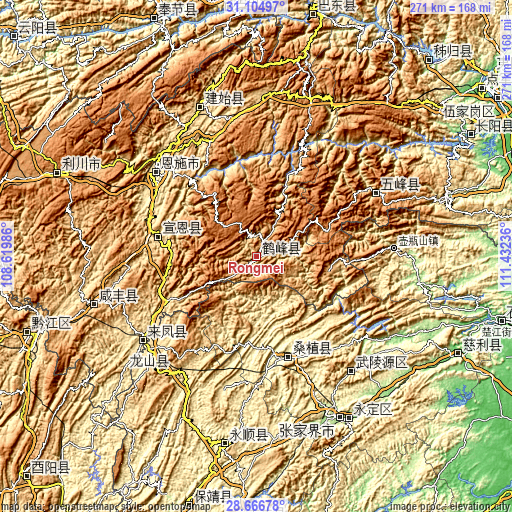 Topographic map of Rongmei