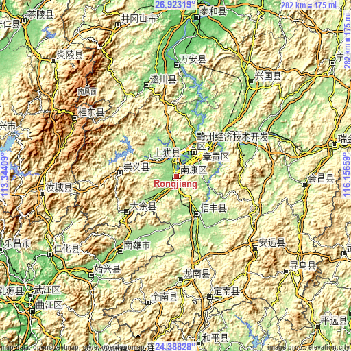 Topographic map of Rongjiang