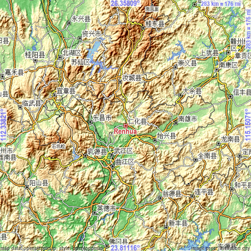 Topographic map of Renhua