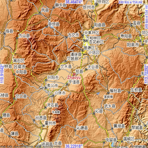 Topographic map of Zhaoyu