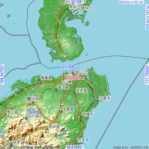 Topographic map of Qiongshan