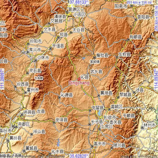 Topographic map of Dingchang