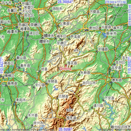 Topographic map of Qinting