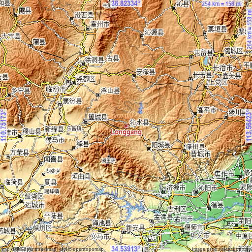 Topographic map of Longgang
