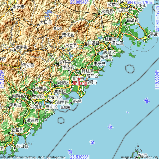 Topographic map of Jinjiang