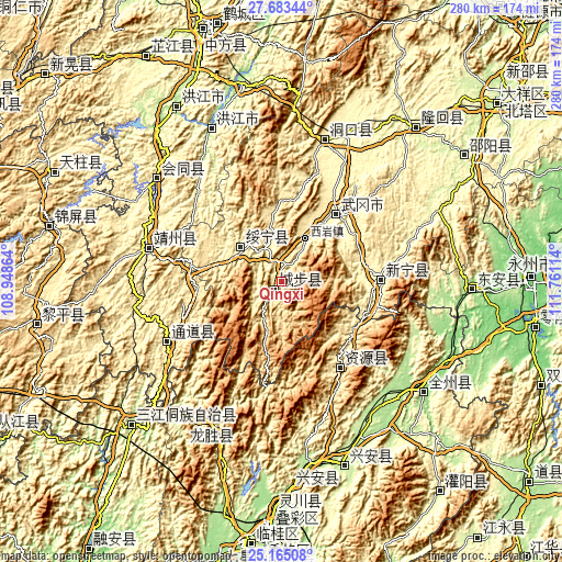Topographic map of Qingxi