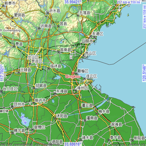 Topographic map of Qingkou