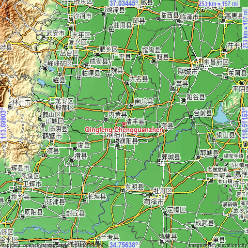 Topographic map of Qingfeng Chengguanzhen