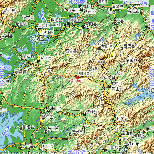 Topographic map of Qishan