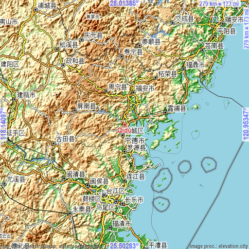 Topographic map of Qidu