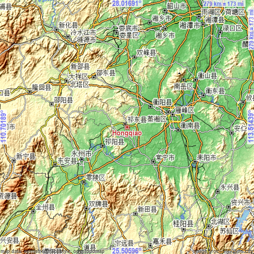 Topographic map of Hongqiao