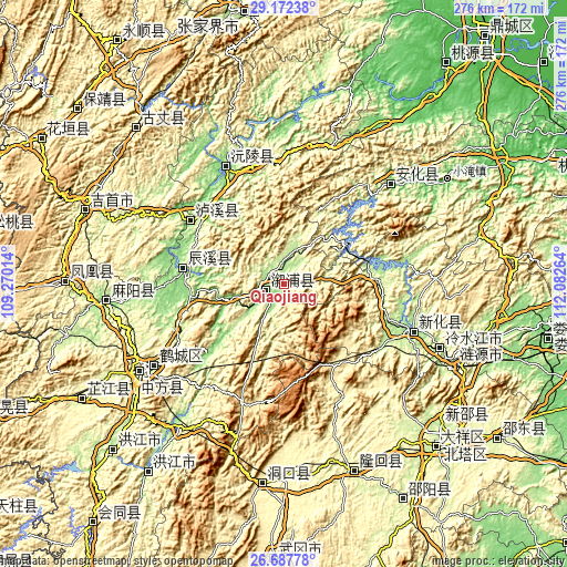 Topographic map of Qiaojiang