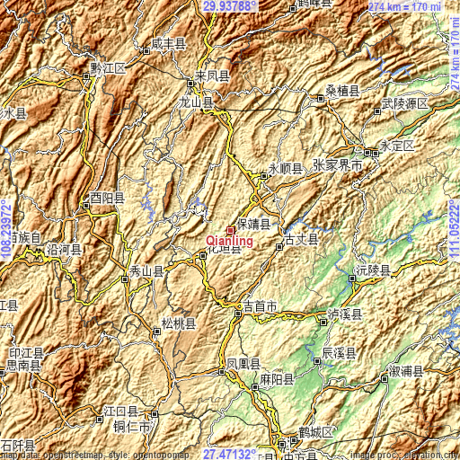 Topographic map of Qianling