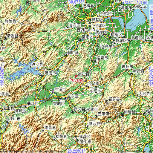 Topographic map of Puyang