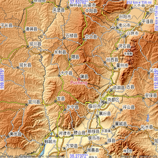 Topographic map of Pucheng