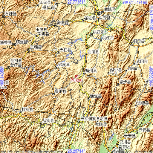 Topographic map of Pukou