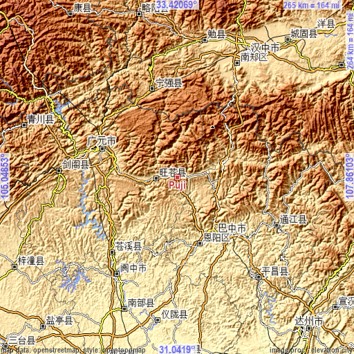 Topographic map of Puji