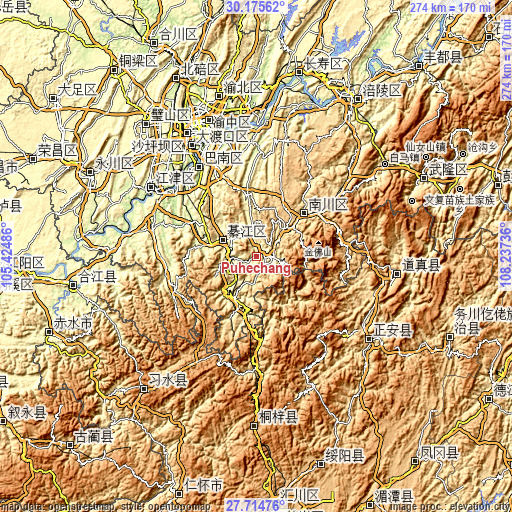 Topographic map of Puhechang