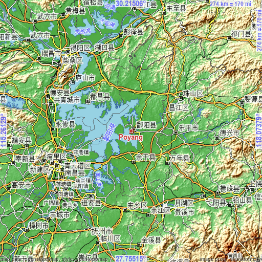 Topographic map of Poyang