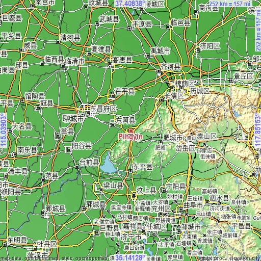 Topographic map of Pingyin