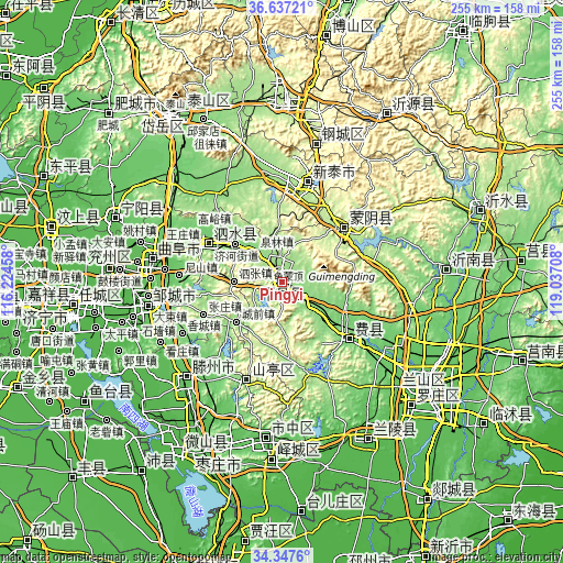 Topographic map of Pingyi