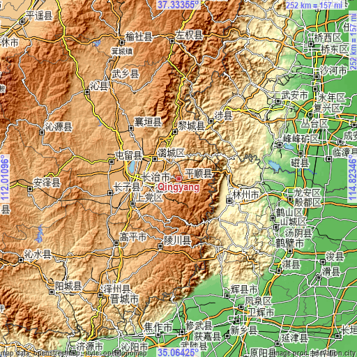 Topographic map of Qingyang