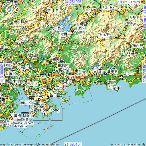 Topographic map of Pingshan