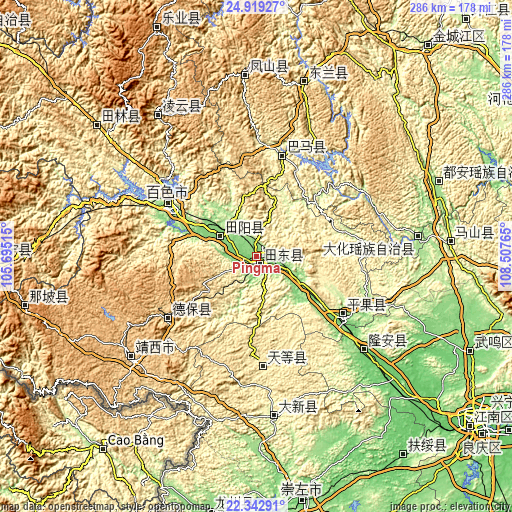 Topographic map of Pingma