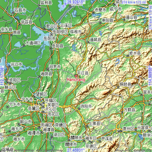 Topographic map of Hanchang