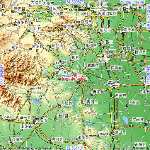 Topographic map of Pingdingshan