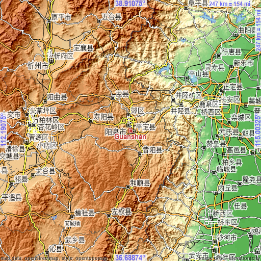 Topographic map of Guanshan