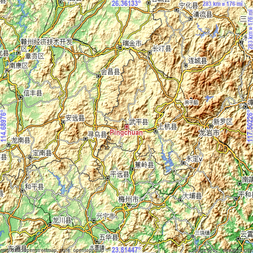 Topographic map of Pingchuan