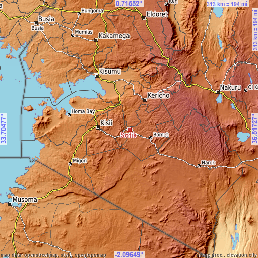 Topographic map of Sotik