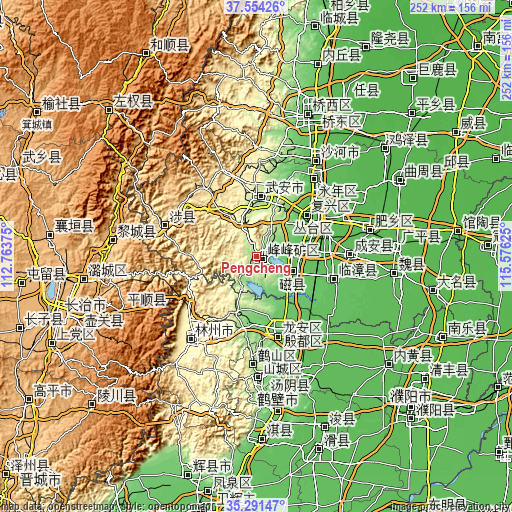 Topographic map of Pengcheng