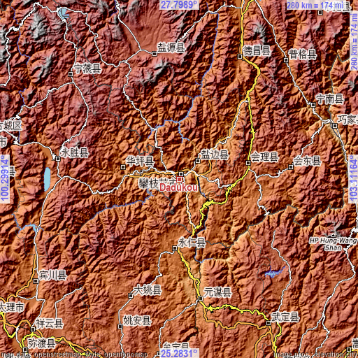 Topographic map of Dadukou