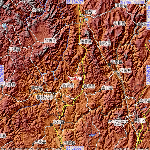 Topographic map of Panlian