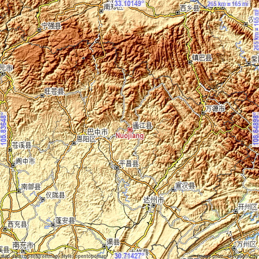 Topographic map of Nuojiang