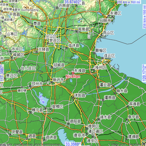 Topographic map of Niushan