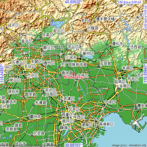 Topographic map of Niudaokou