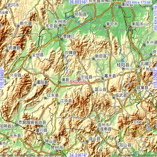 Topographic map of Shunling